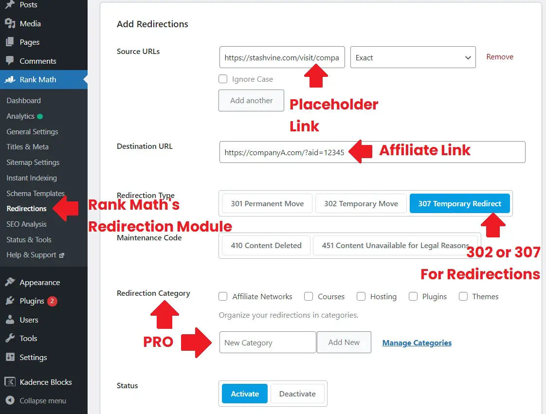 Manage Affiliate Links with Rank Math
