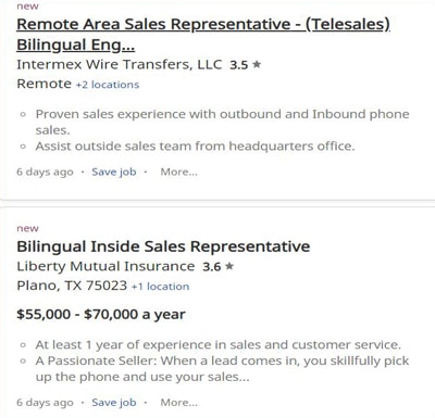 Bilingual Sales Representative Online Jobs