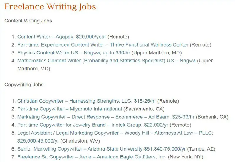 Freelance Writing Job Rates