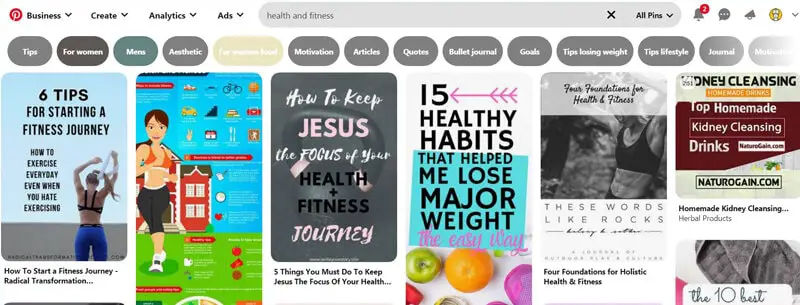 Pinterest Health And Fitness Niche