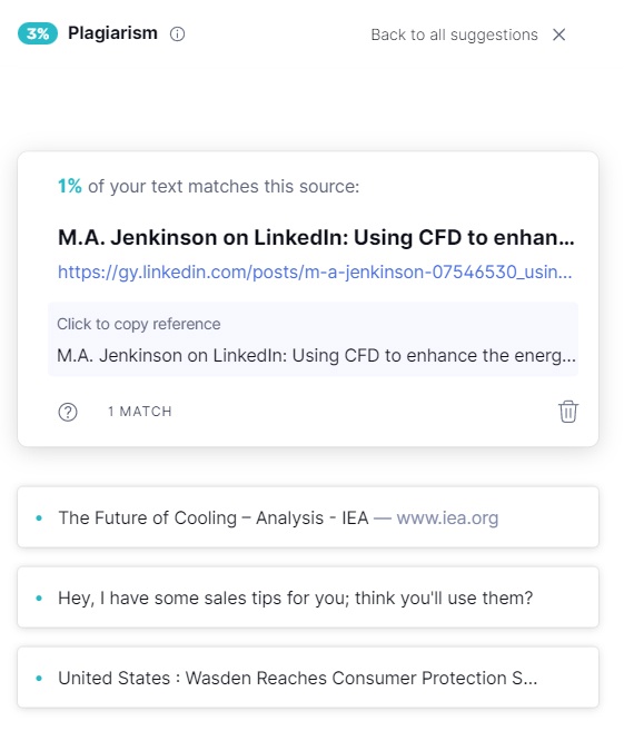 Hypotenuse AI Plagiarism check by Grammarly