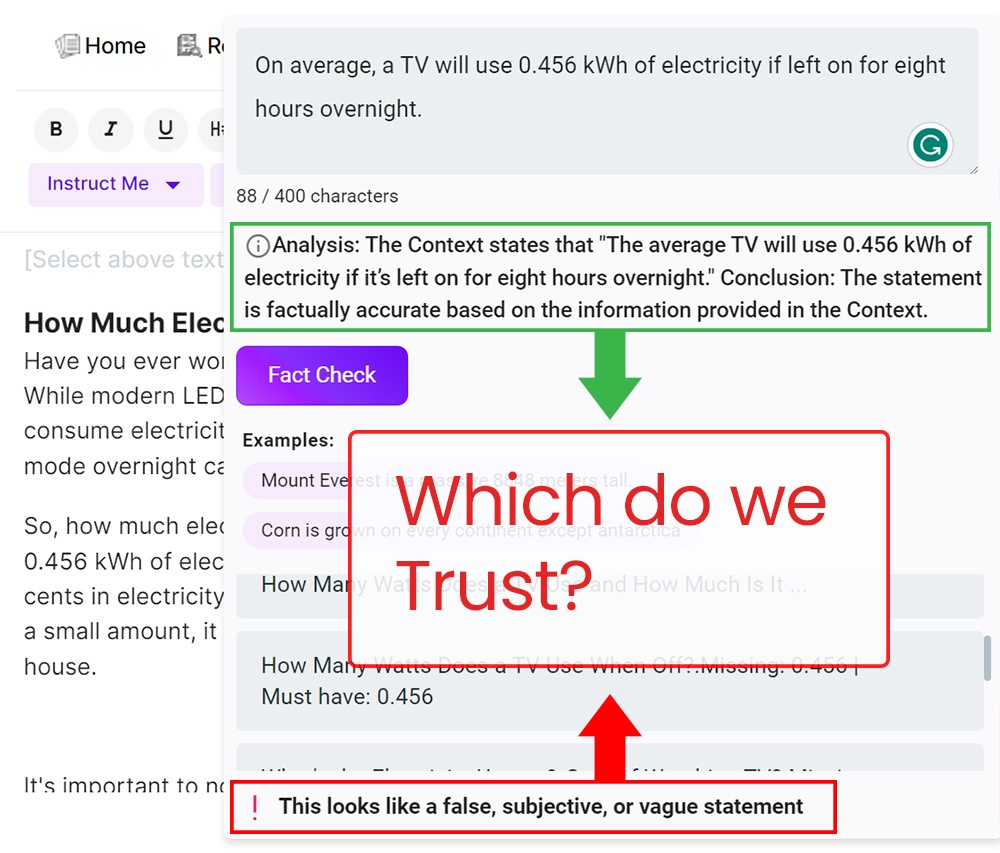 Longshot AI Fact Check Tool Contradicting Statements